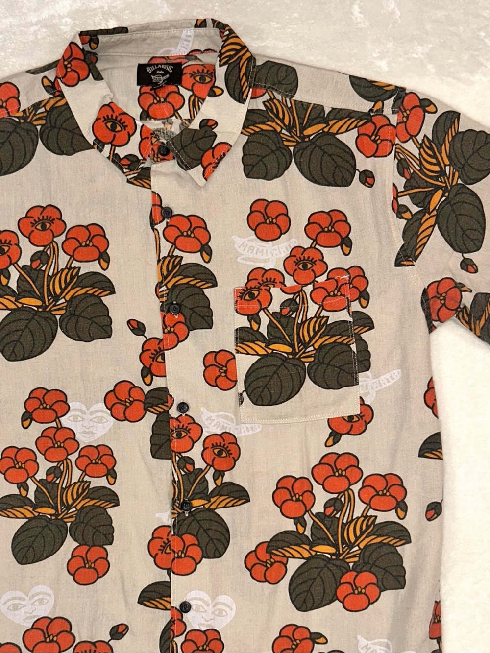 Billabong x Mami Wata Icons Shirt button down NWT short sleeve linen medium new